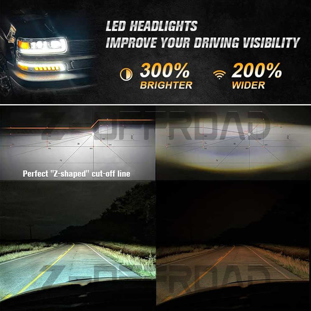 LED Headlight Assembly w/ Bulbs for 99'-06' Chevy Silverado 1500